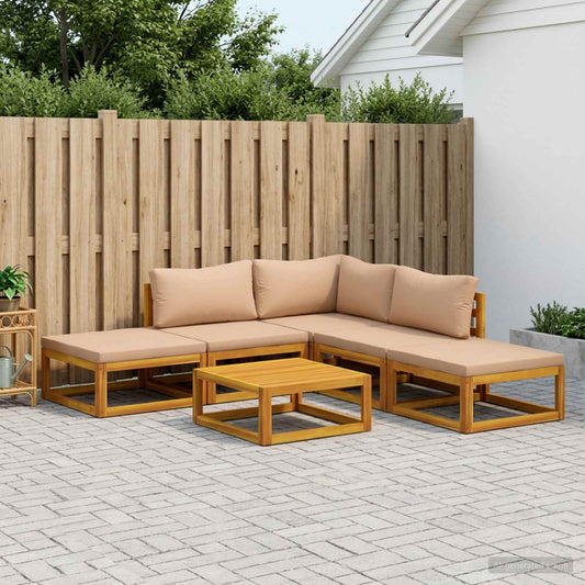 Sofa Set 6 pcs Natural Solid Acacia Wood