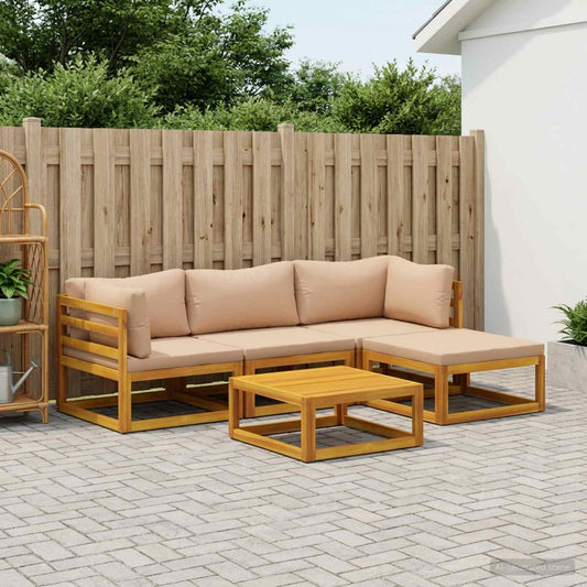Sofa Set 5 pcs Natural Solid Acacia Wood