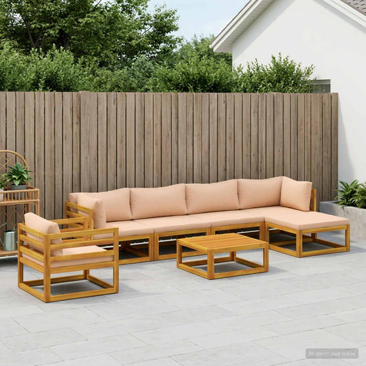 Sofa Set 7 pcs Natural Solid Acacia Wood