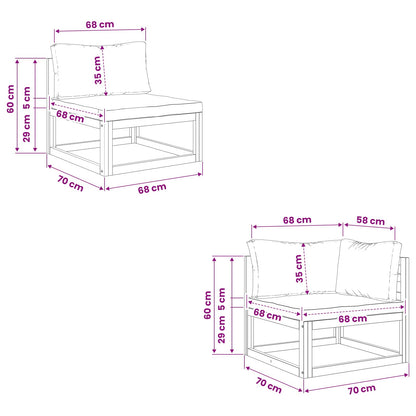 Sofa Set 3 pcs Natural Solid Acacia Wood
