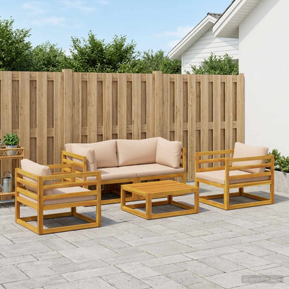 5 Piece Garden Lounge Set Modular Natural Solid Acacia Wood
