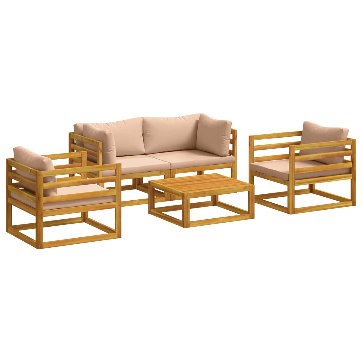 5 Piece Garden Lounge Set Modular Natural Solid Acacia Wood