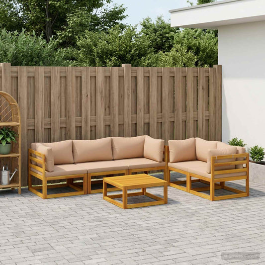 Sofa Set 6 pcs Natural Solid Acacia Wood