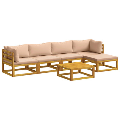 Sofa Set 6 pcs Natural Solid Acacia Wood