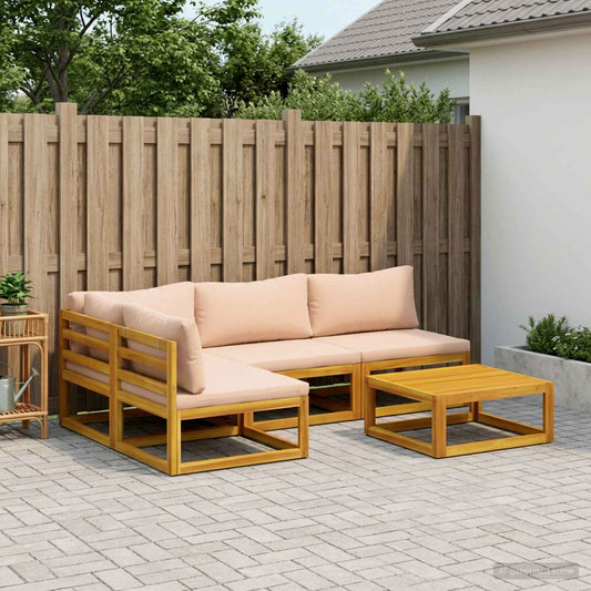 Sofa Set 5 pcs Natural Solid Acacia Wood