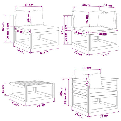 Sofa Set 7 pcs Natural Solid Acacia Wood