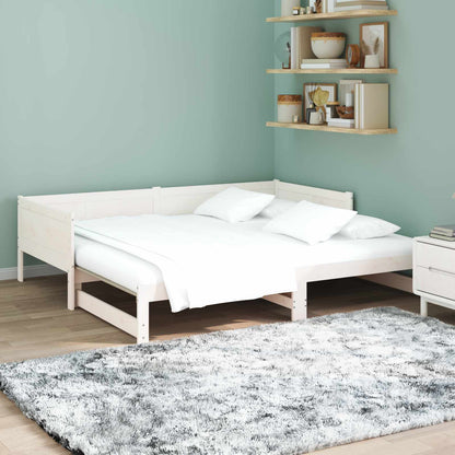 Pull-out Day Bed White 180 x 200 cm Solid Pine Wood