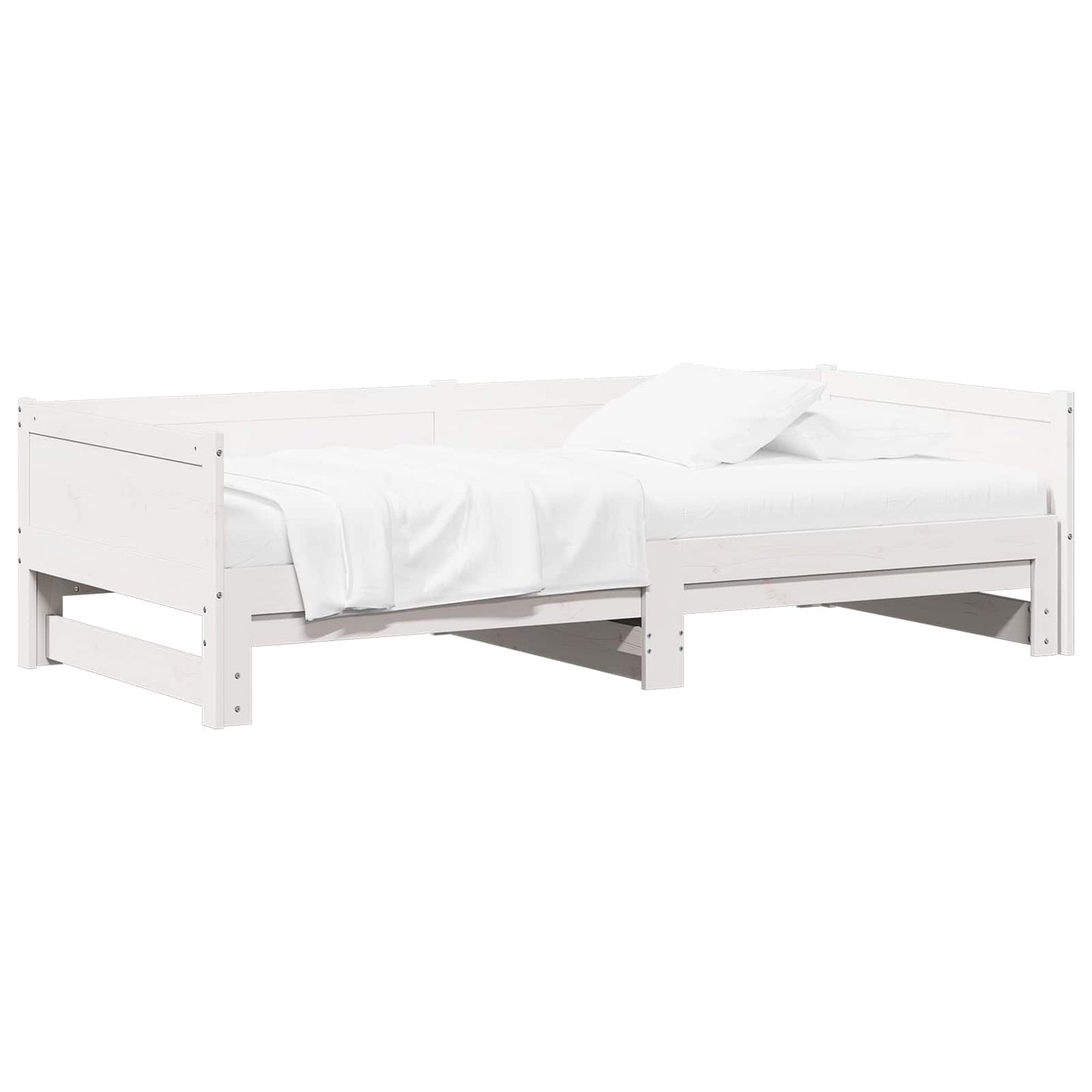 Pull-out Day Bed White 180 x 200 cm Solid Pine Wood
