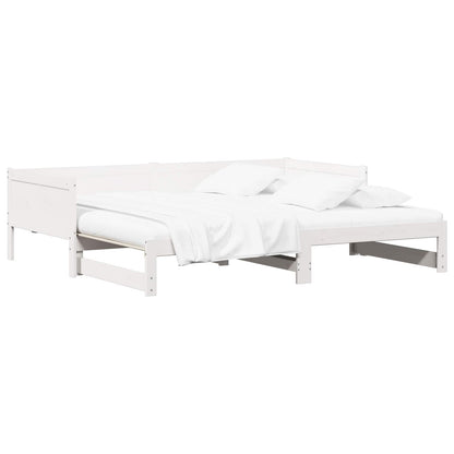 Pull-out Day Bed White 180 x 200 cm Solid Pine Wood
