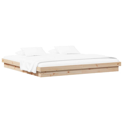 Bed Frame Natural 200 x 200 cm Solid Pine Wood