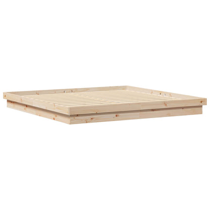 Bed Frame Natural 200 x 200 cm Solid Pine Wood