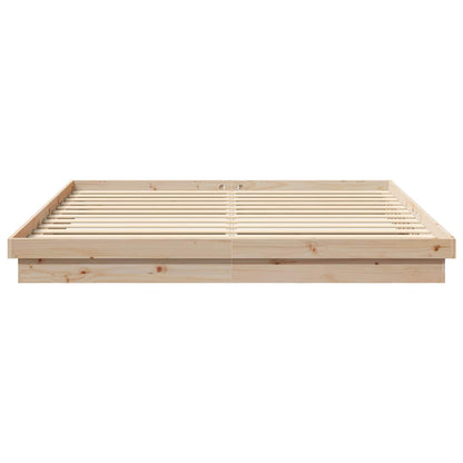 Bed Frame Natural 200 x 200 cm Solid Pine Wood