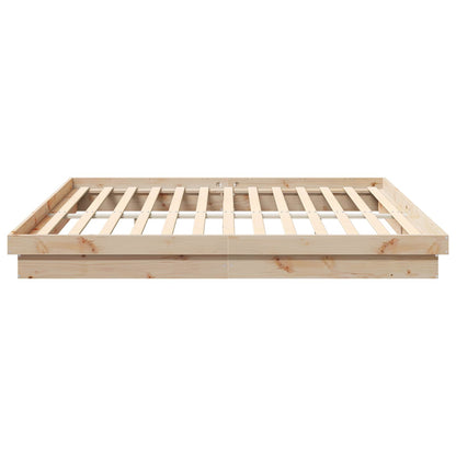 Bed Frame Natural 200 x 200 cm Solid Pine Wood