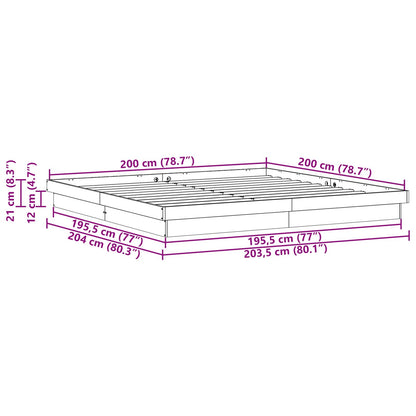 Bed Frame Natural 200 x 200 cm Solid Pine Wood