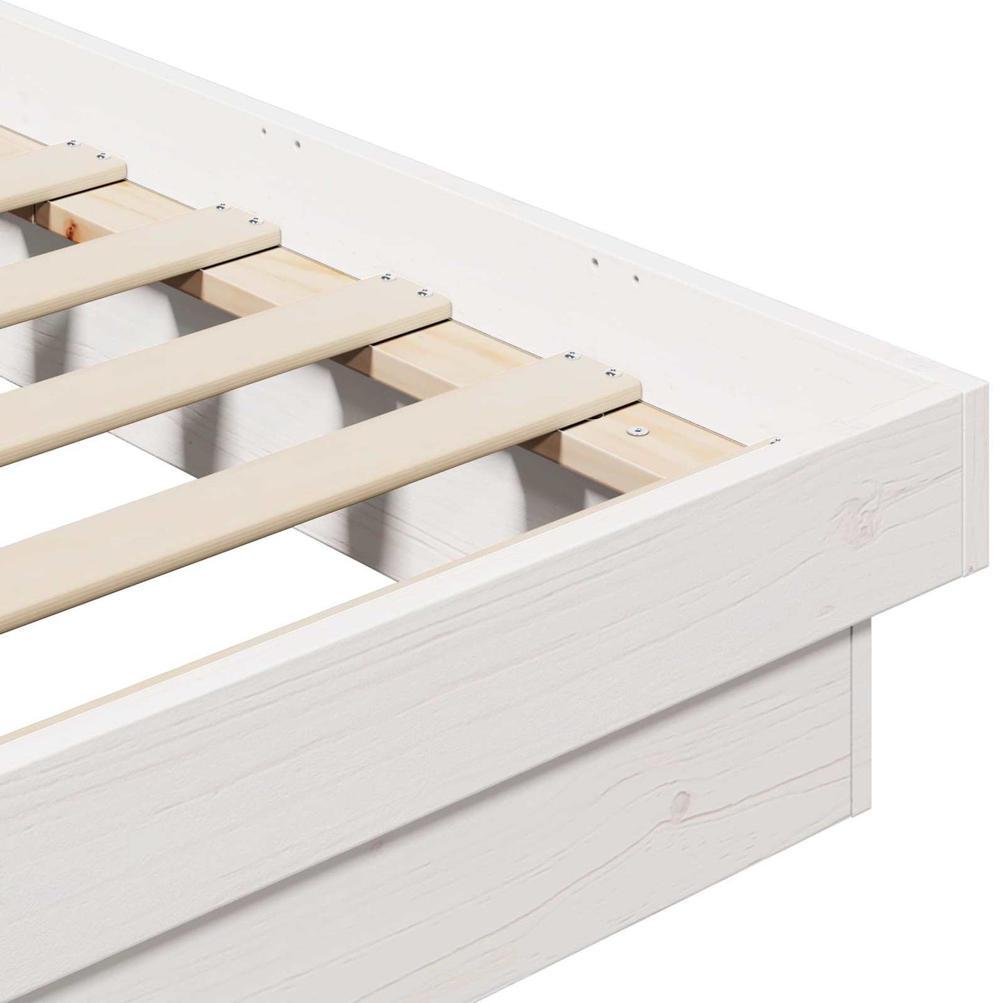 Bed Frame White 200 x 200 cm Solid Pine Wood
