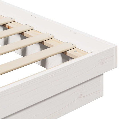 Bed Frame White 200 x 200 cm Solid Pine Wood