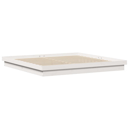 Bed Frame White 200 x 200 cm Solid Pine Wood