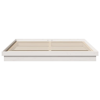 Bed Frame White 200 x 200 cm Solid Pine Wood