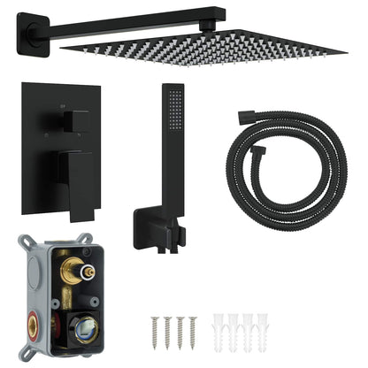 Concealed Shower System (Square) Black Stainless Steel 201