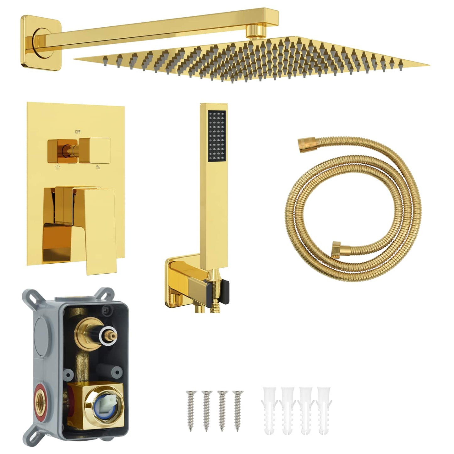 Concealed Shower System (Square) Gold Stainless Steel 201