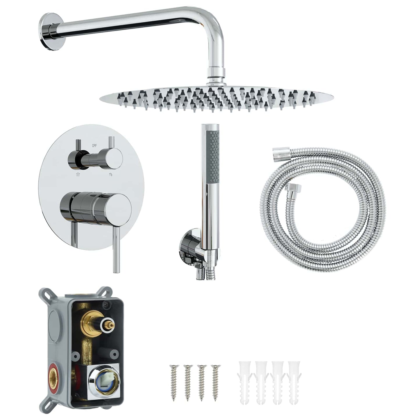 Concealed Shower System (Round) Silver Stainless Steel 201