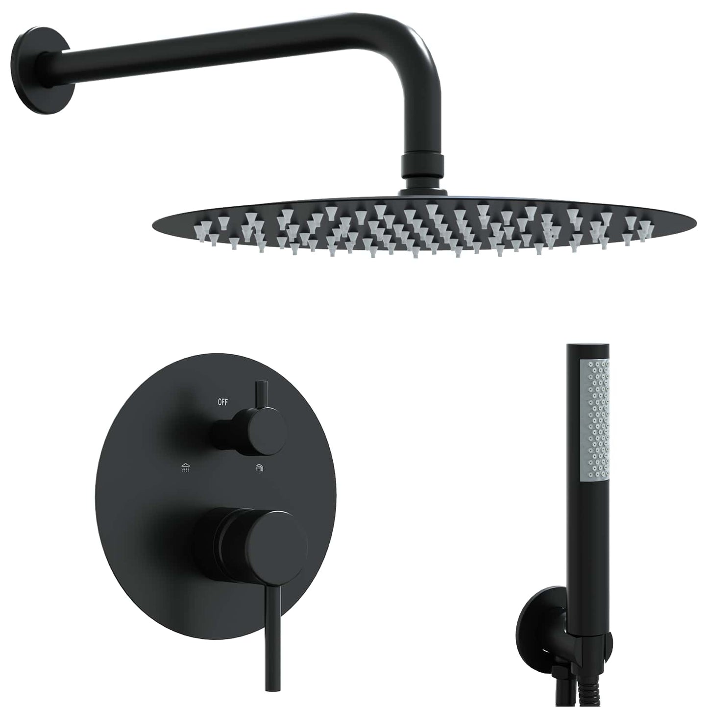 Concealed Shower System (Round) Black Stainless Steel 201
