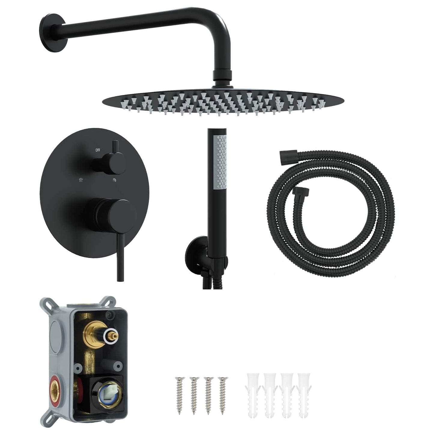 Concealed Shower System (Round) Black Stainless Steel 201