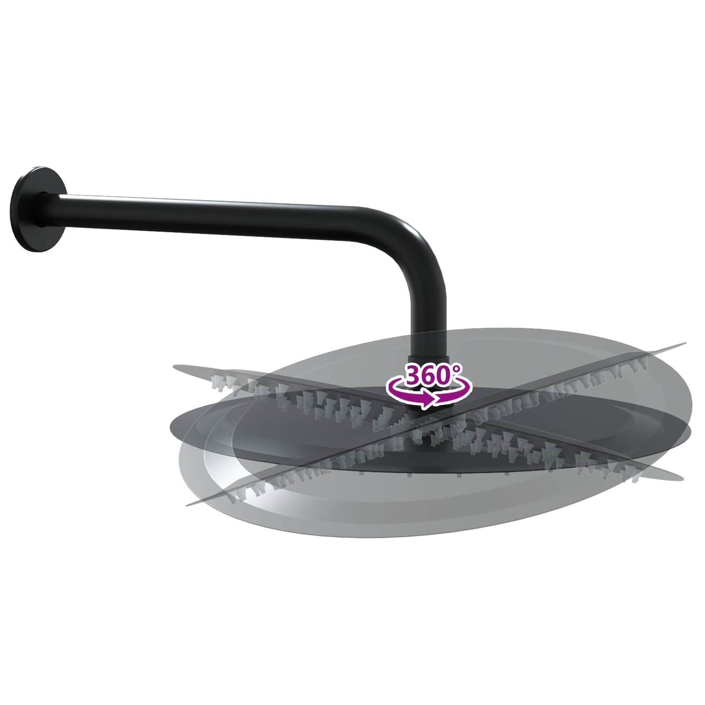 Concealed Shower System (Round) Black Stainless Steel 201