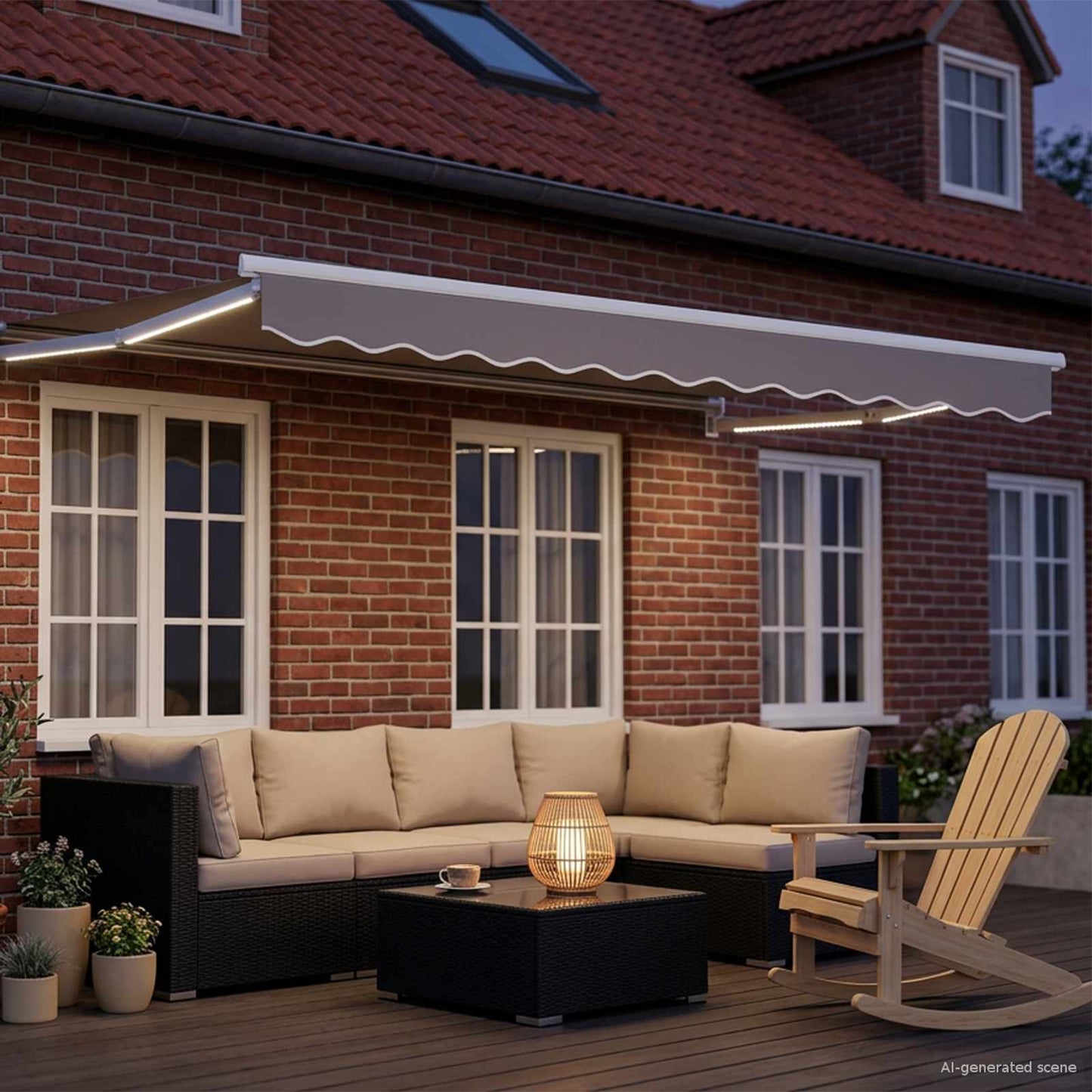 Electric Retractable Awning Frame White 3.5 x 2.5 m Aluminium