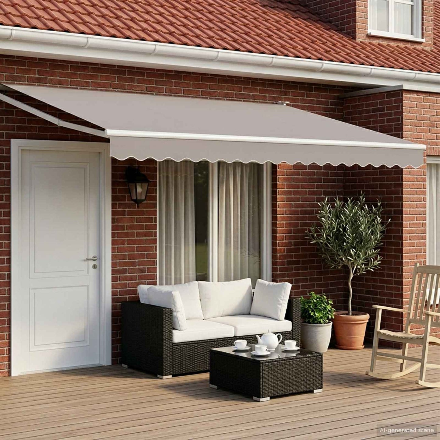 Electric Retractable Awning Frame White 5 x 3 m Aluminium