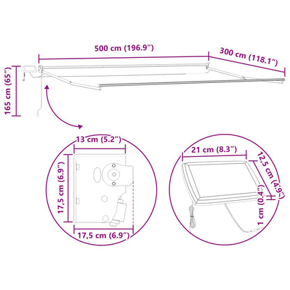 Electric Retractable Awning Frame White 5 x 3 m Aluminium