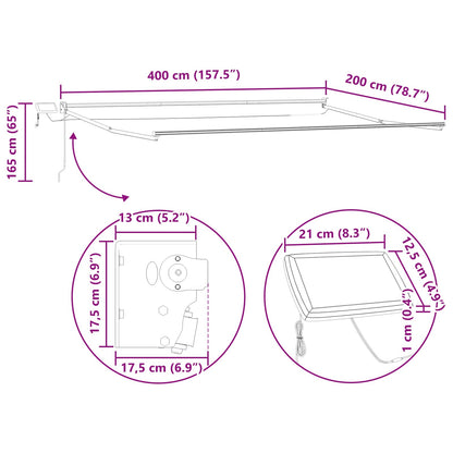 Electric Retractable Awning Frame Anthracite 4 x 2 m Aluminium