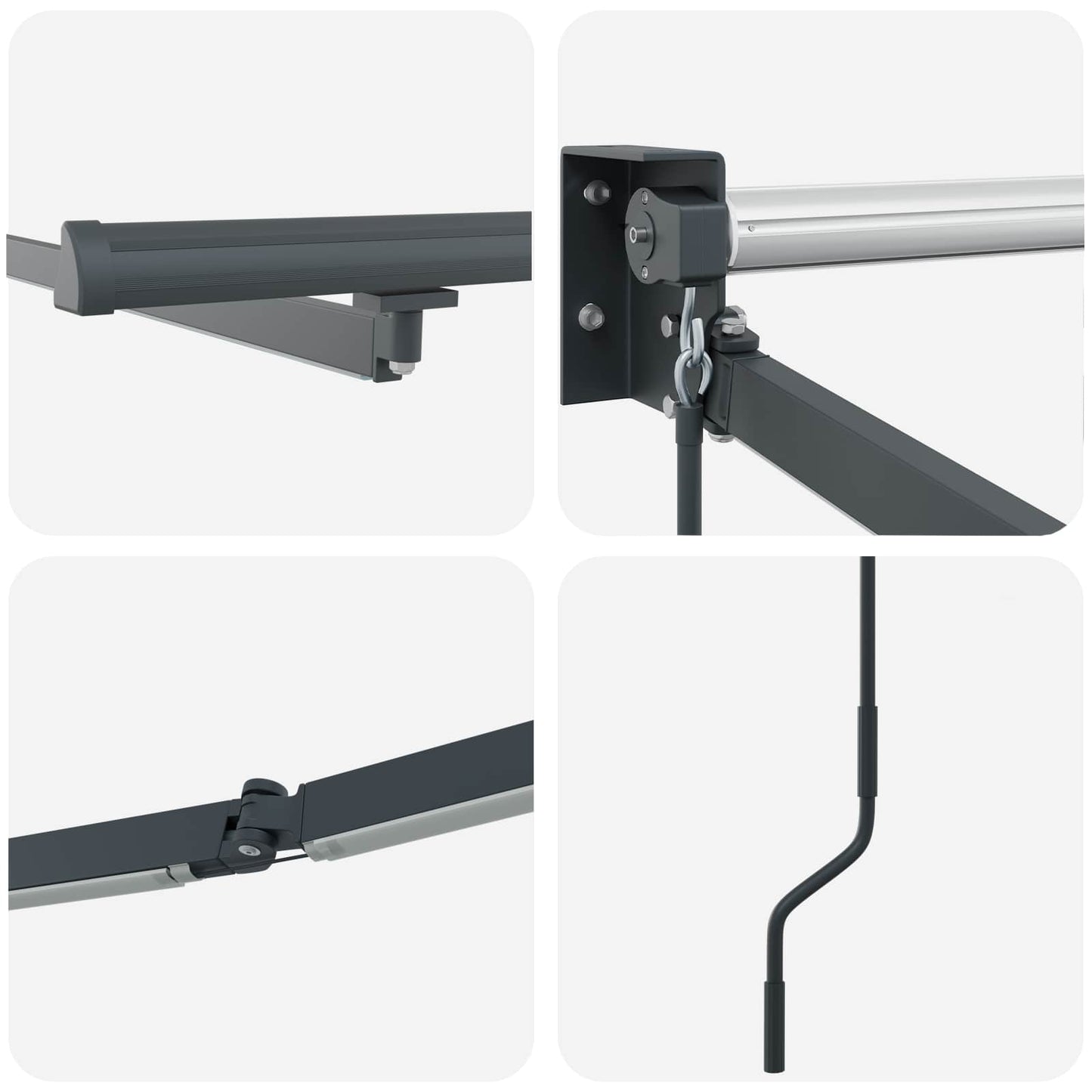 Electric Retractable Awning Frame Anthracite 3 x 2.5 m