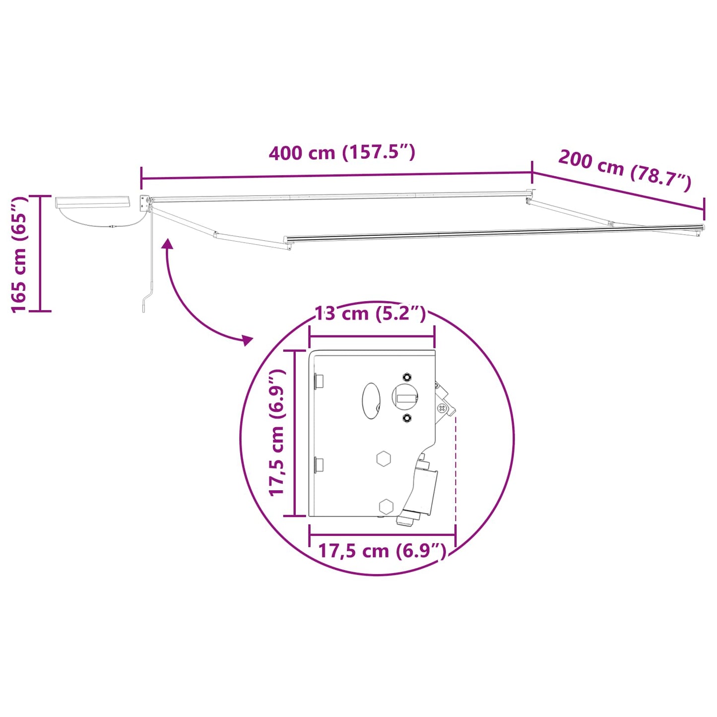 Electric Retractable Awning Frame Anthracite 4 x 2 m Steel