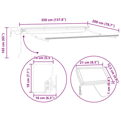 Manual Awning Frame with LEDs White 3.5 x 2 m Aluminium