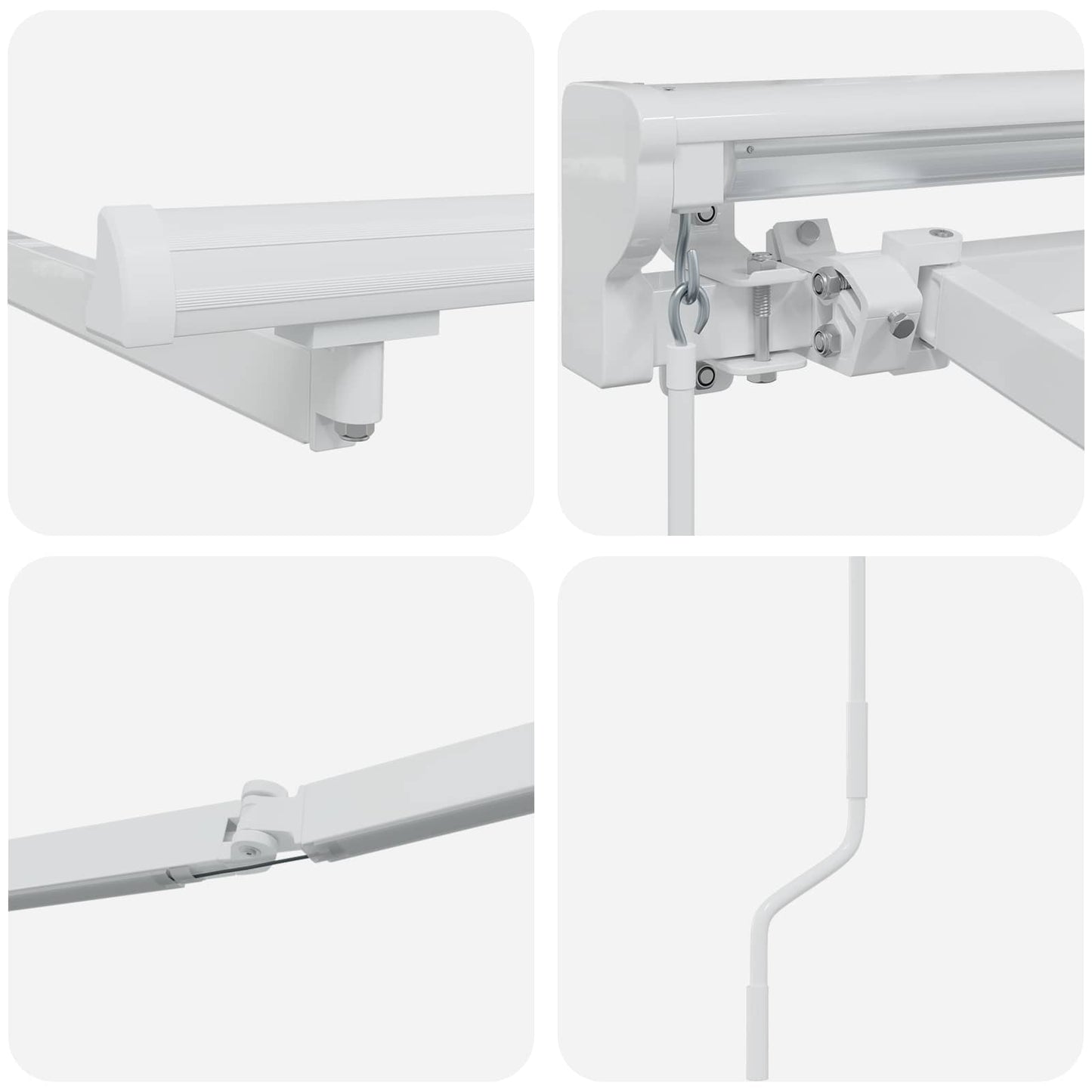 Manual Awning Frame with LEDs White 3 x 2.5 m Aluminium