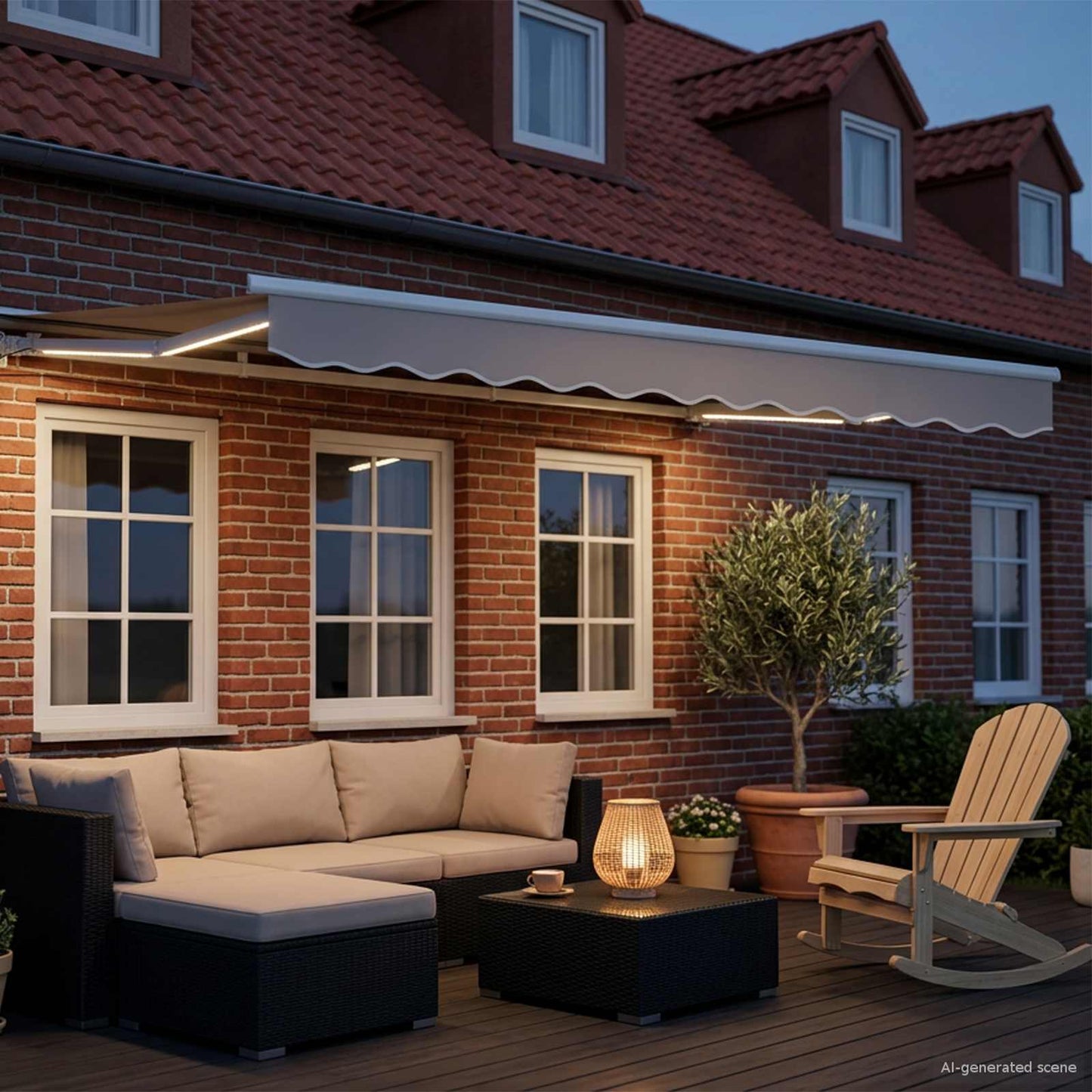 Manual Awning Frame with LEDs White 3 x 2.5 m Aluminium