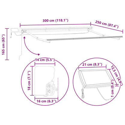 Manual Awning Frame with LEDs White 3 x 2.5 m Aluminium