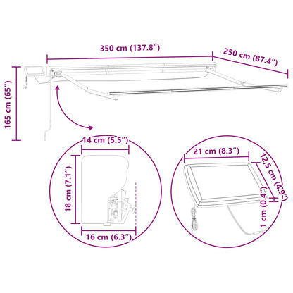 Manual Awning Frame with LEDs White 3.5 x 2.5 m Aluminium