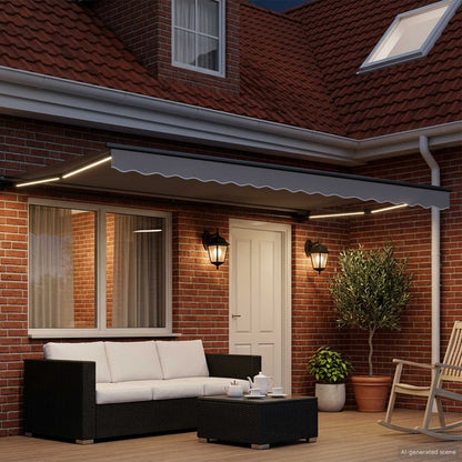 Manual Awning Frame with LEDs Anthracite 4 x 2 m Aluminium