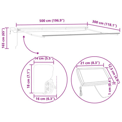 Manual Awning Frame with LEDs Anthracite 5 x 3 m Aluminium