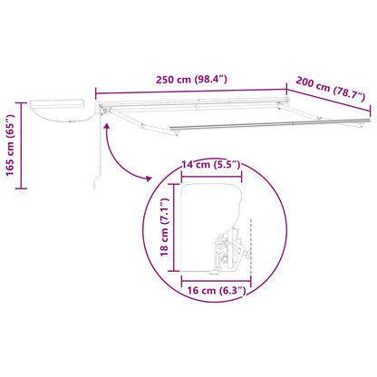 Electric Retractable Awning Frame White 2.5 x 2 m Steel