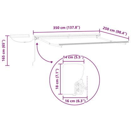 Electric Retractable Awning Frame White 3.5 x 2.5 m Steel