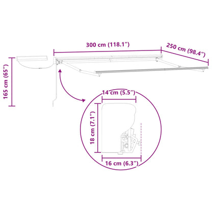 Electric Retractable Awning Frame Anthracite 3 x 2.5 m Steel