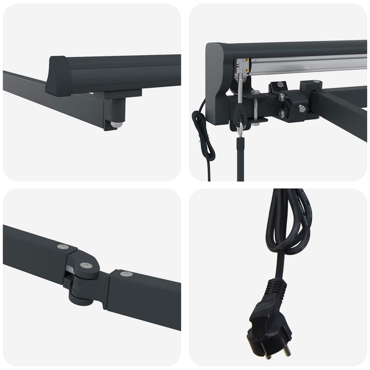 Electric Retractable Awning Frame Anthracite 4 x 3.5 m Steel