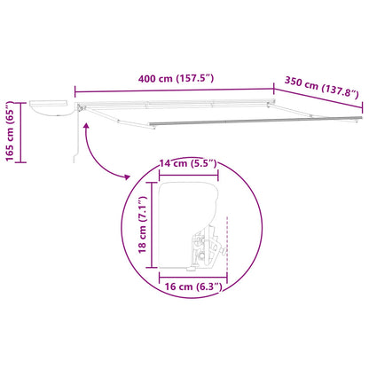 Electric Retractable Awning Frame Anthracite 4 x 3.5 m Steel