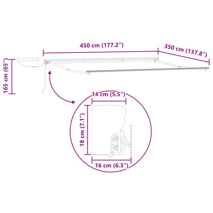 Electric Retractable Awning Frame Anthracite 4.5 x 3.5 m Steel