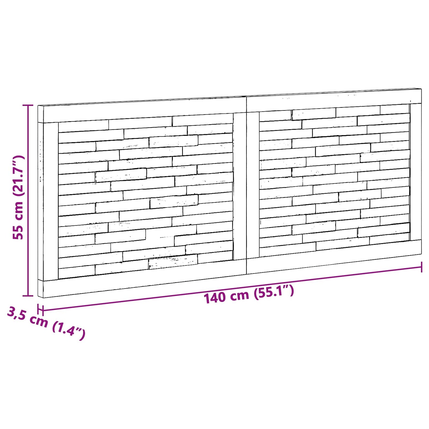 Bed Headboard Natural Solid Teak Wood