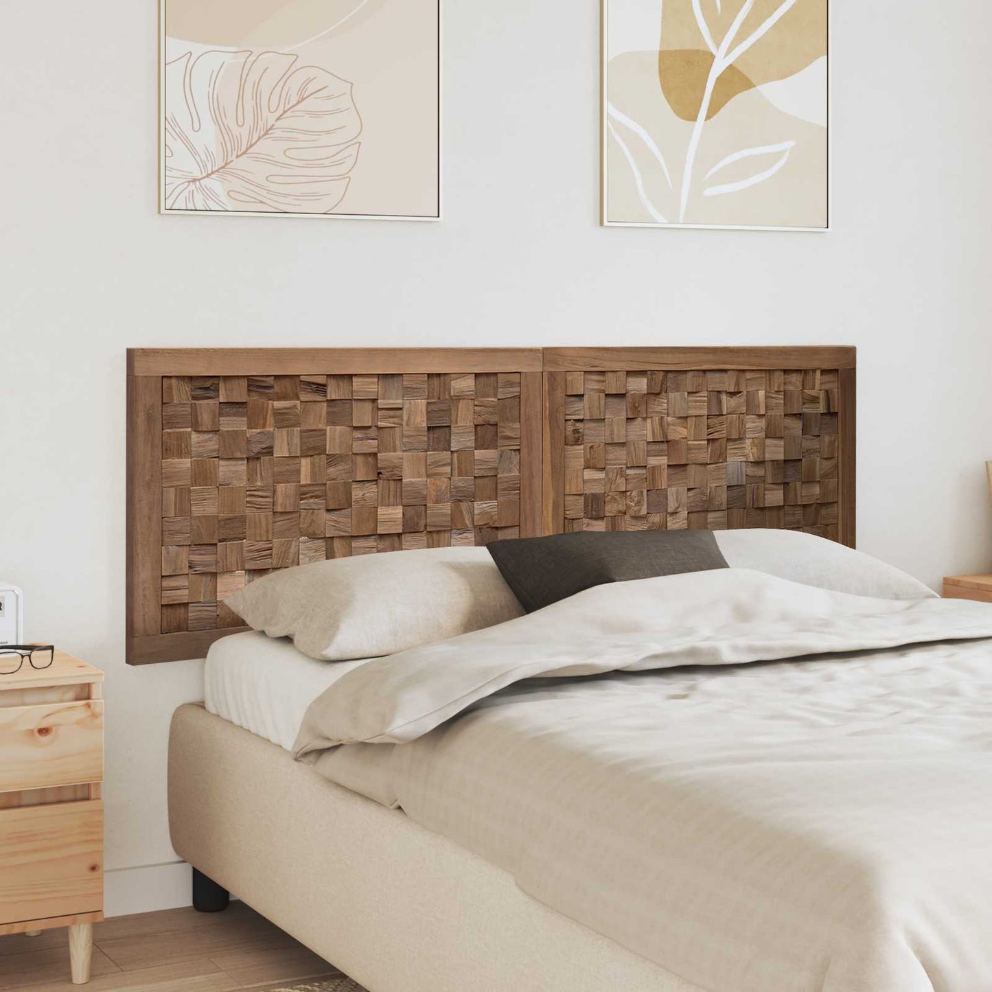 Headboard Wall-mounted Natural 160 cm Solid Teak Wood