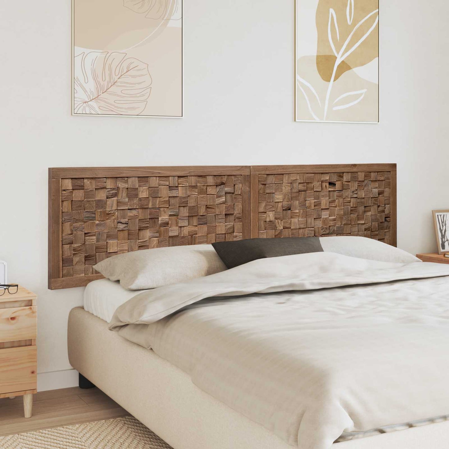 Bed Headboard Natural Solid Teak Wood